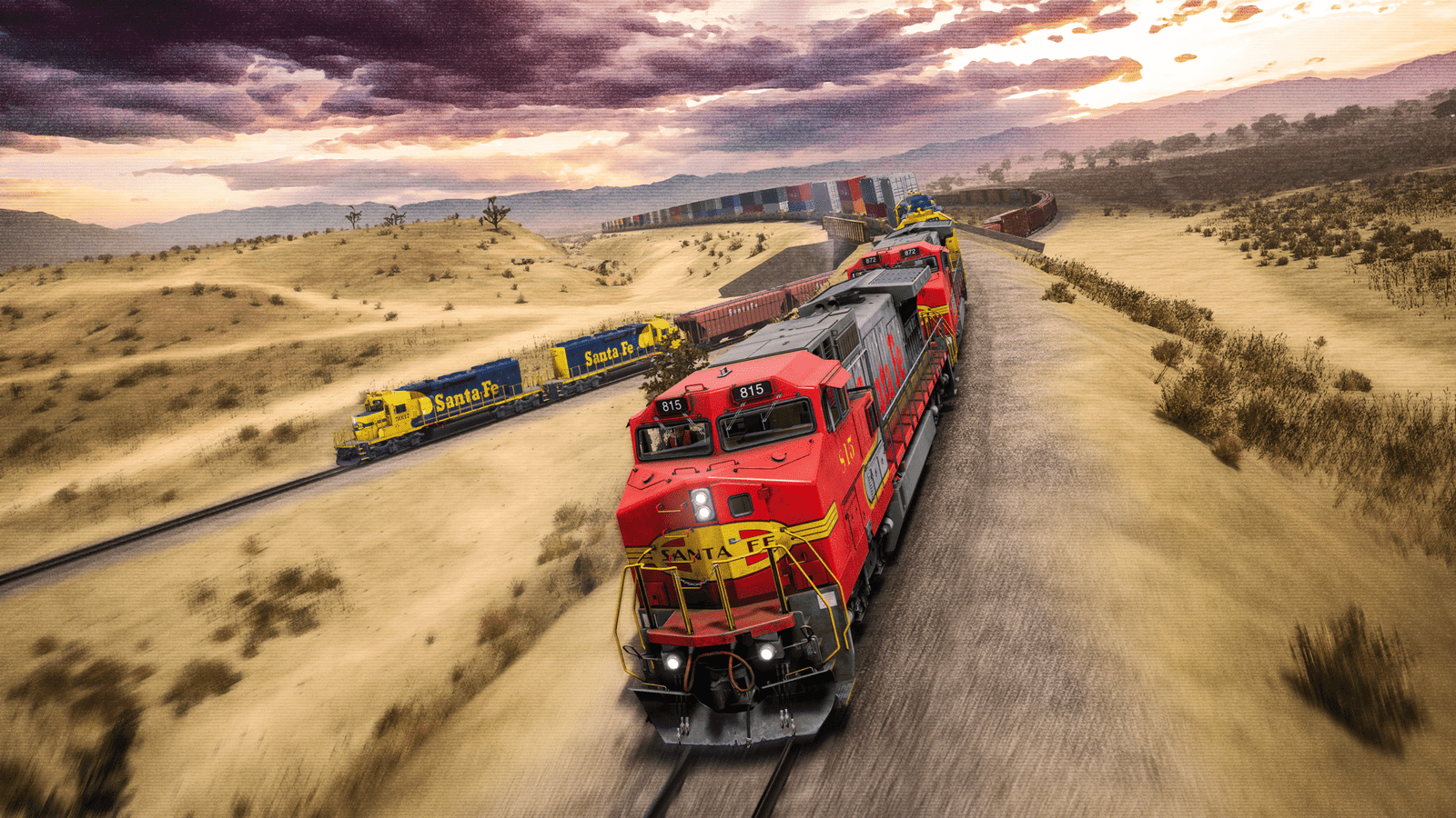 Official Brand Logo of Train Sim World 6 Santa Fe on Cajon Pass Overview From Metruvia Simulation